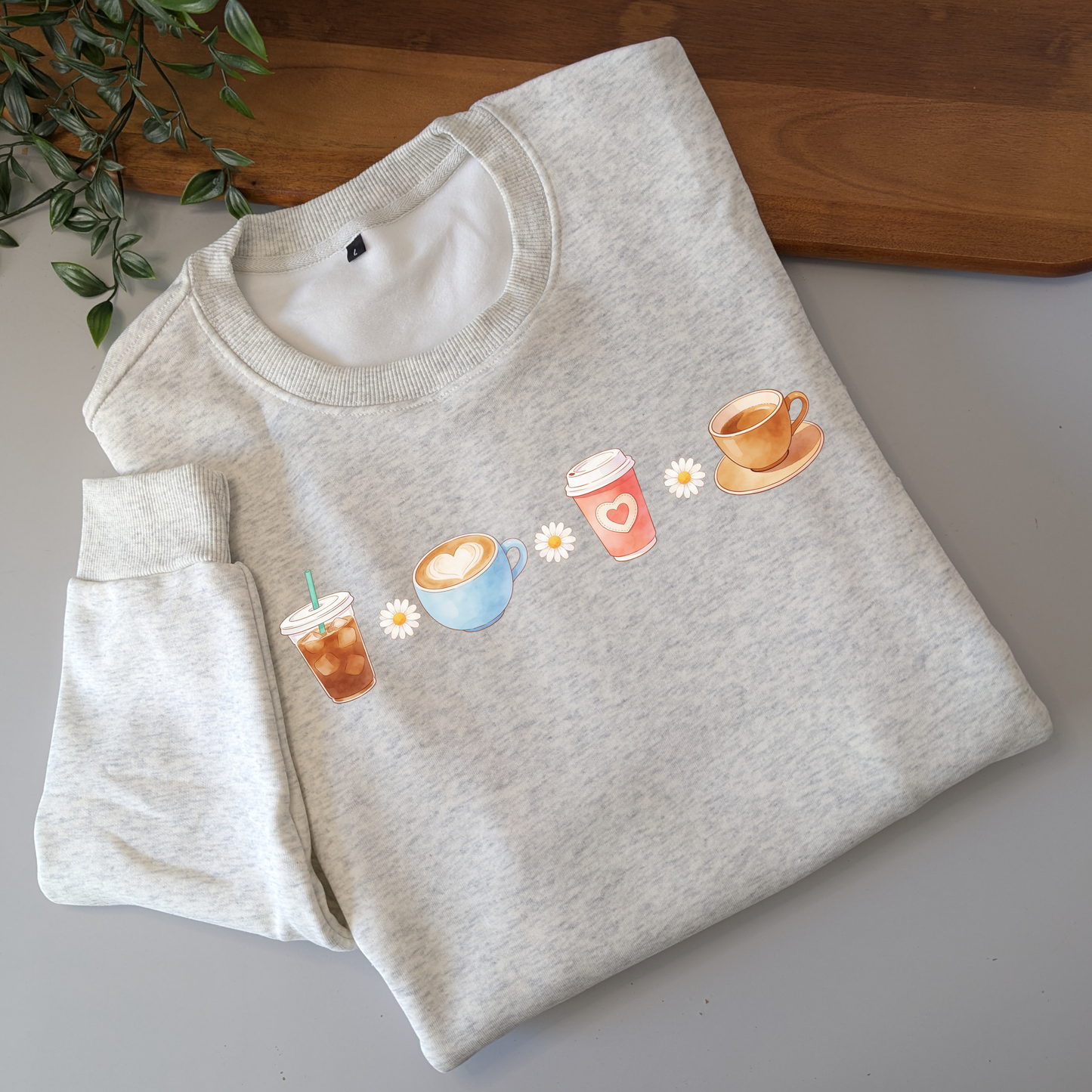Coffee & Daisies crewneck fleece lined jumper