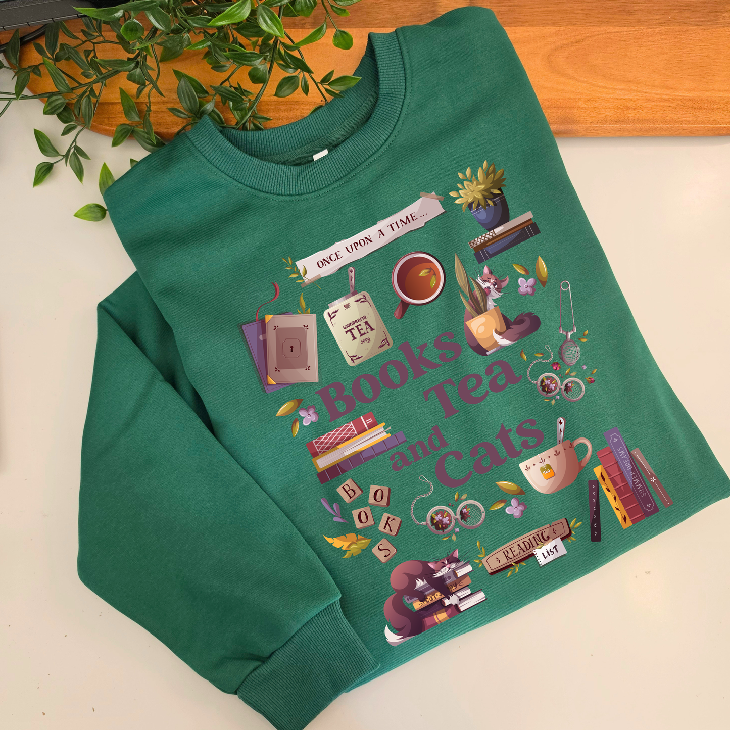 Books, Coffee/ Tea & Cats Jumper