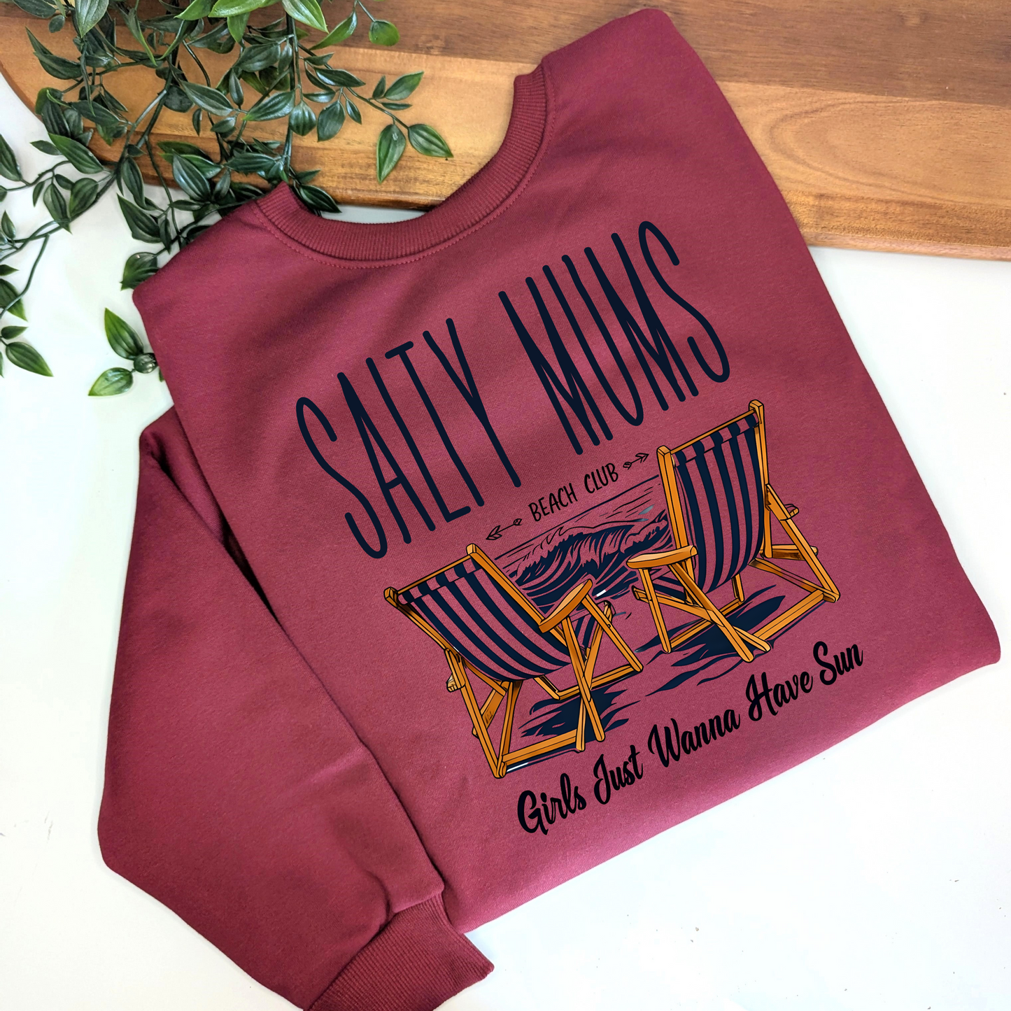 Salty Mum's Beach Club Girls Just Wanna Have Sun Crewneck Jumper