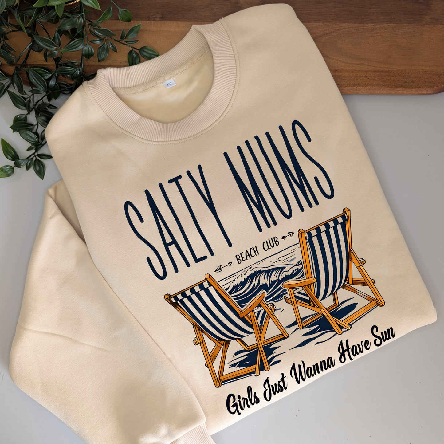 Salty Mum's Beach Club Girls Just Wanna Have Sun Crewneck Jumper