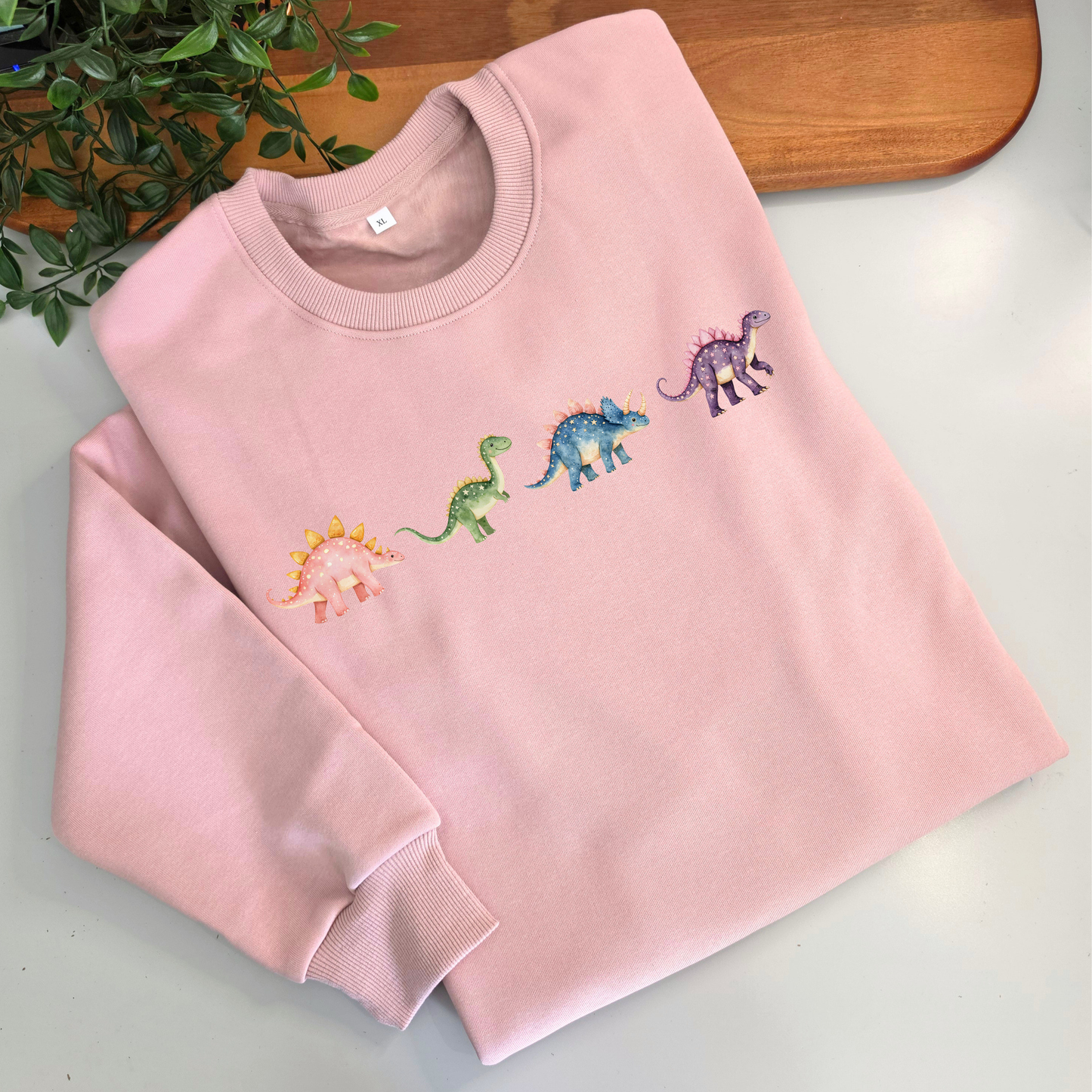 Pastel Dinosaur Friends Crewneck Fleece Jumper