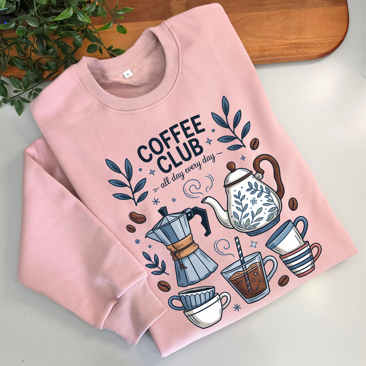 Coffee Club crewneck fleece lined jumper