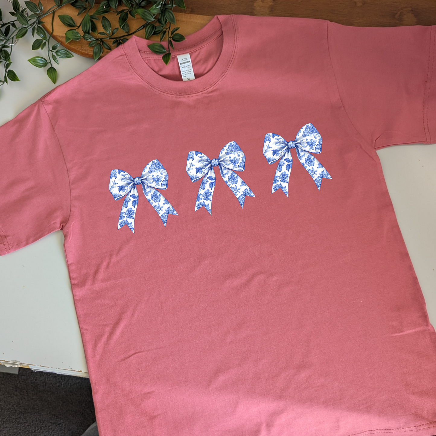 Antique Style Coquette Chinoiserie Blue Floral Tshirt