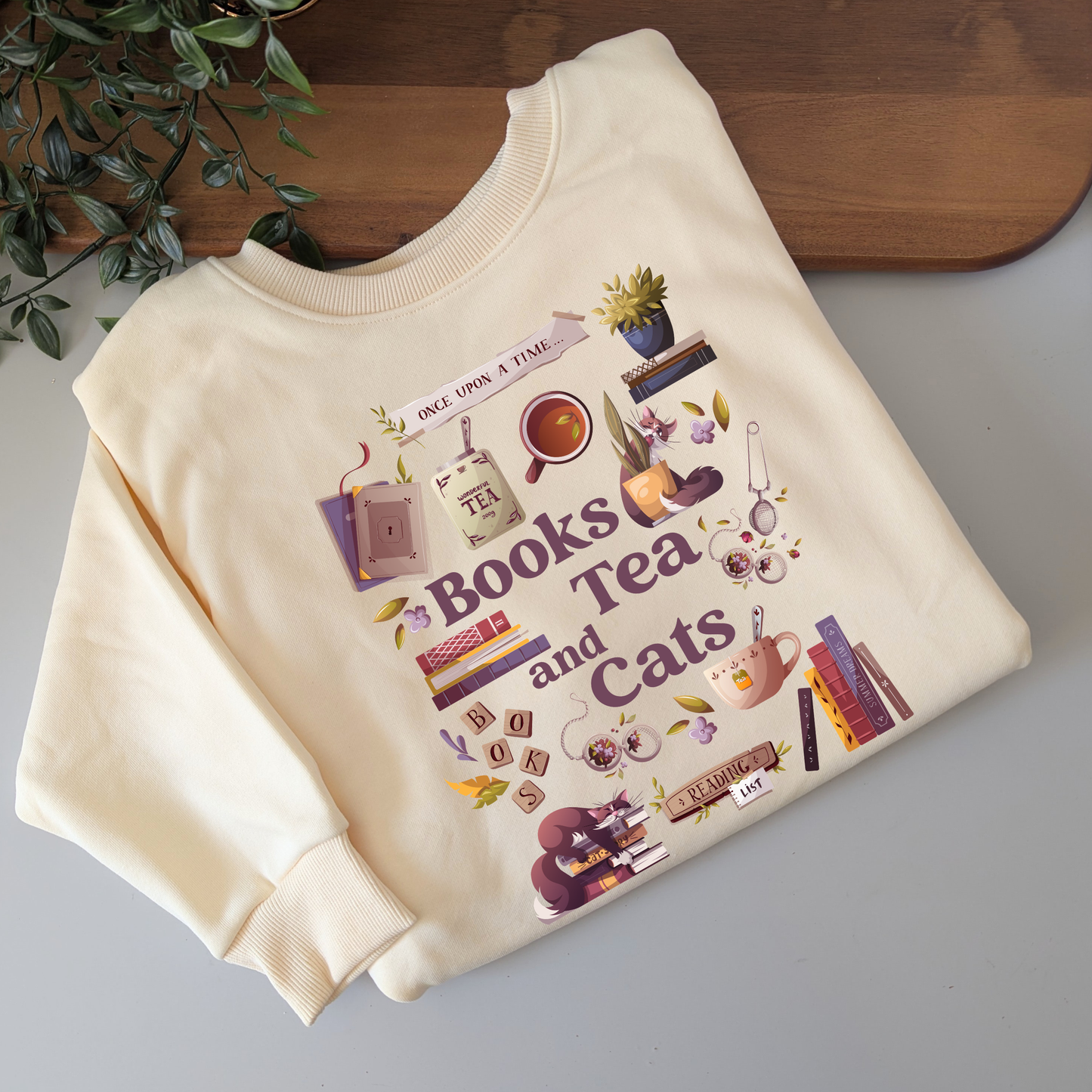 Books, Coffee/ Tea & Cats Jumper
