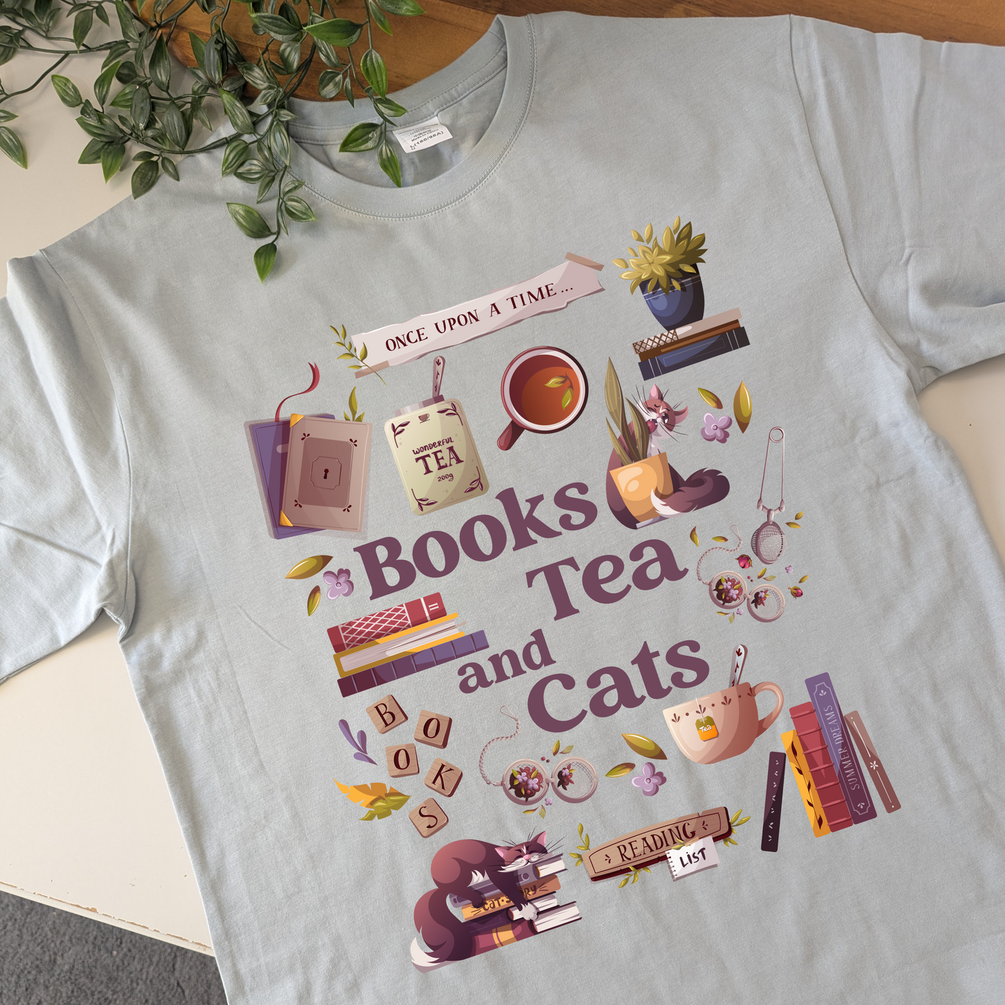 Books Coffee/ Tea & Cats Tshirt