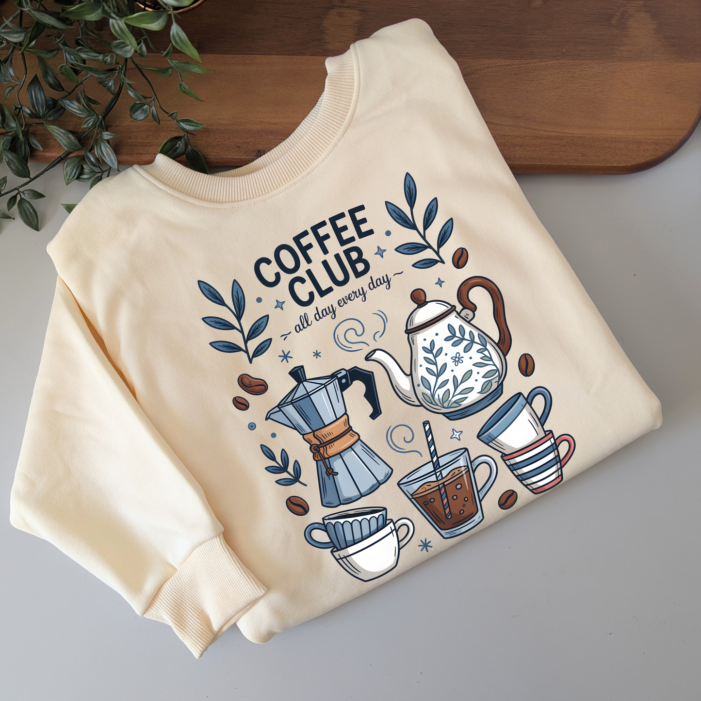Coffee Club crewneck fleece lined jumper