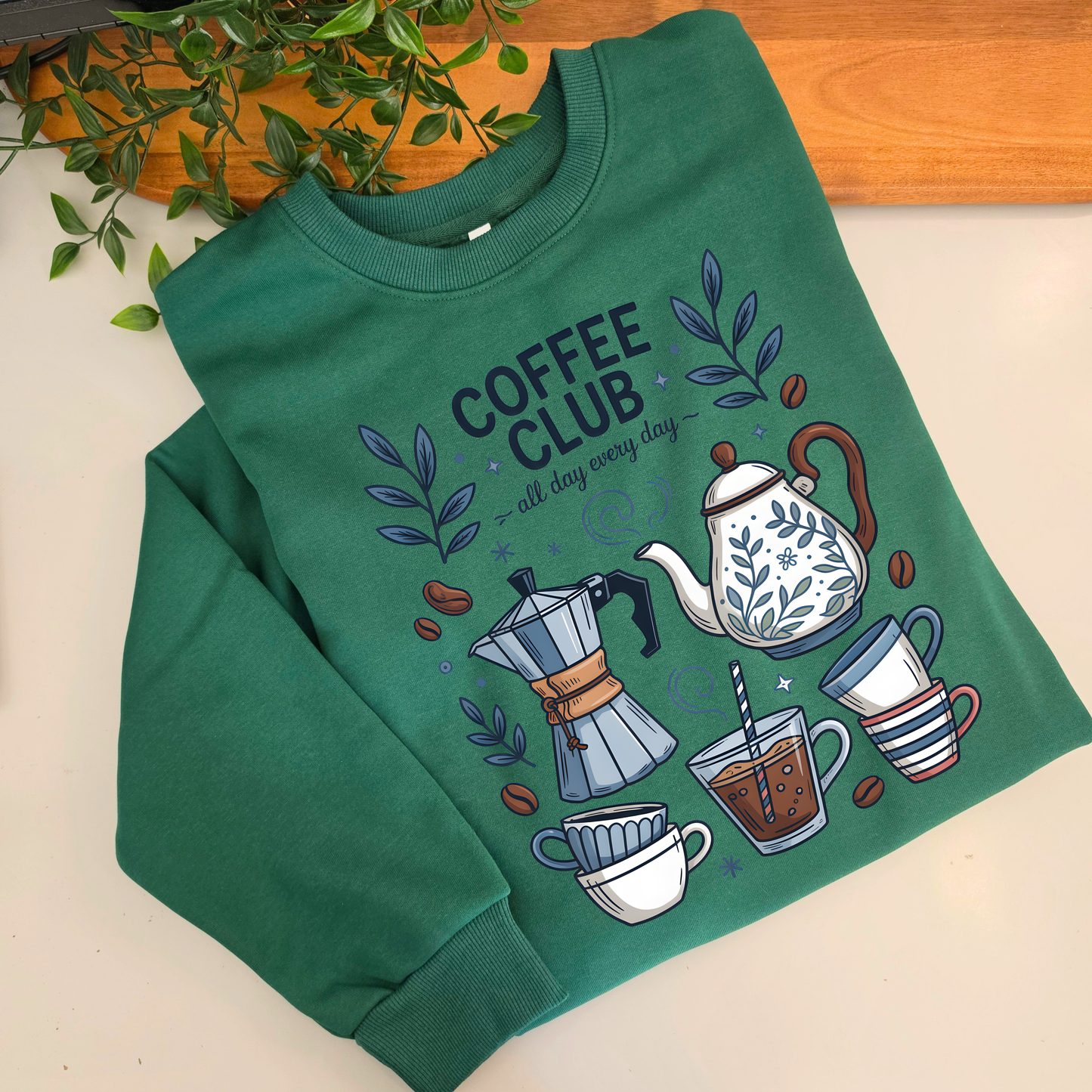 Coffee Club crewneck fleece lined jumper