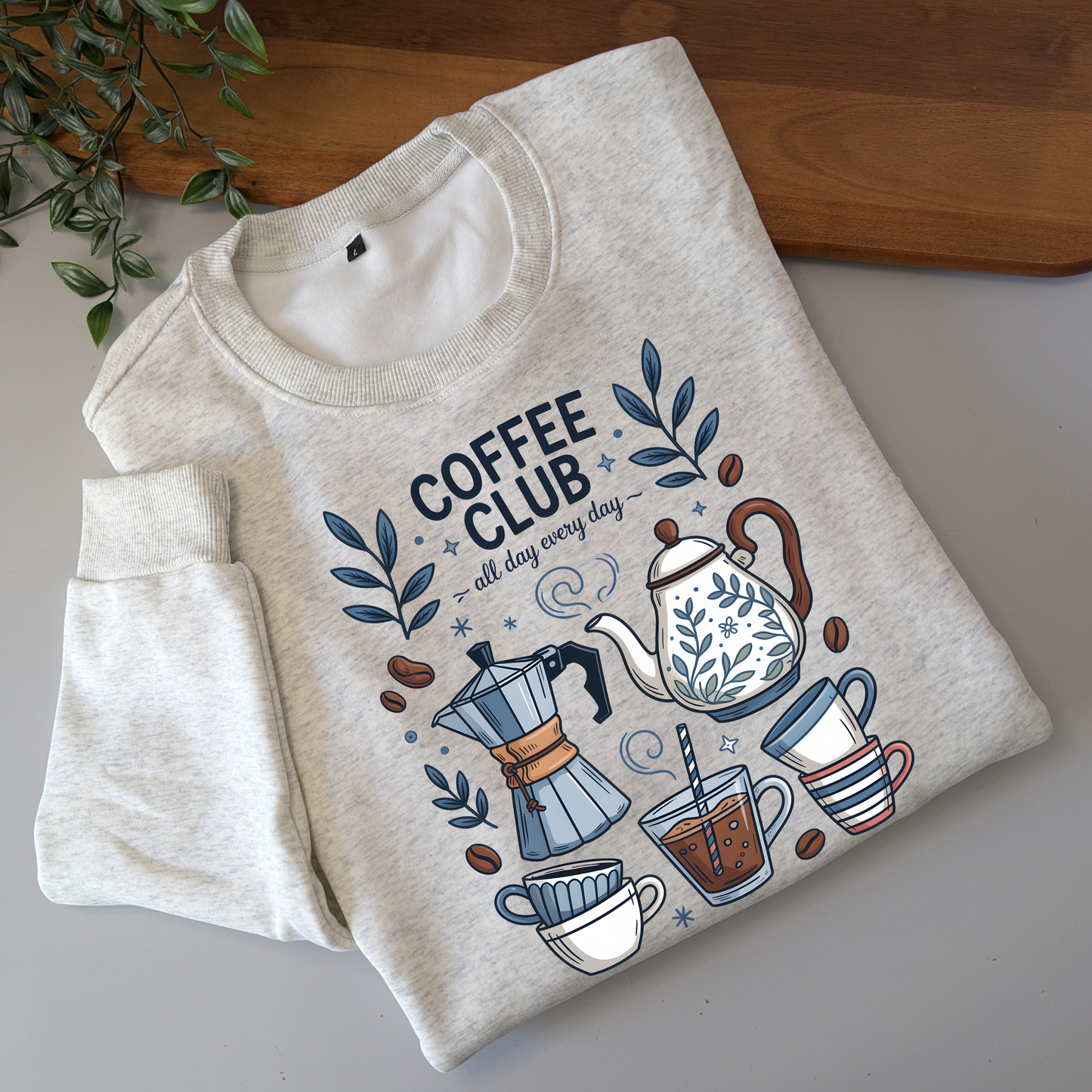 Coffee Club crewneck fleece lined jumper