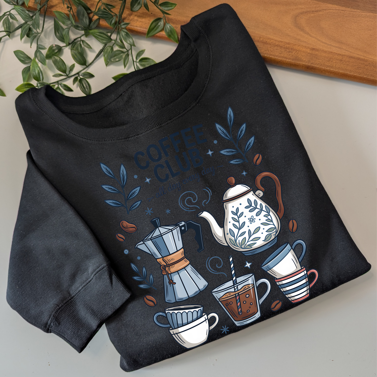 Coffee Club crewneck fleece lined jumper
