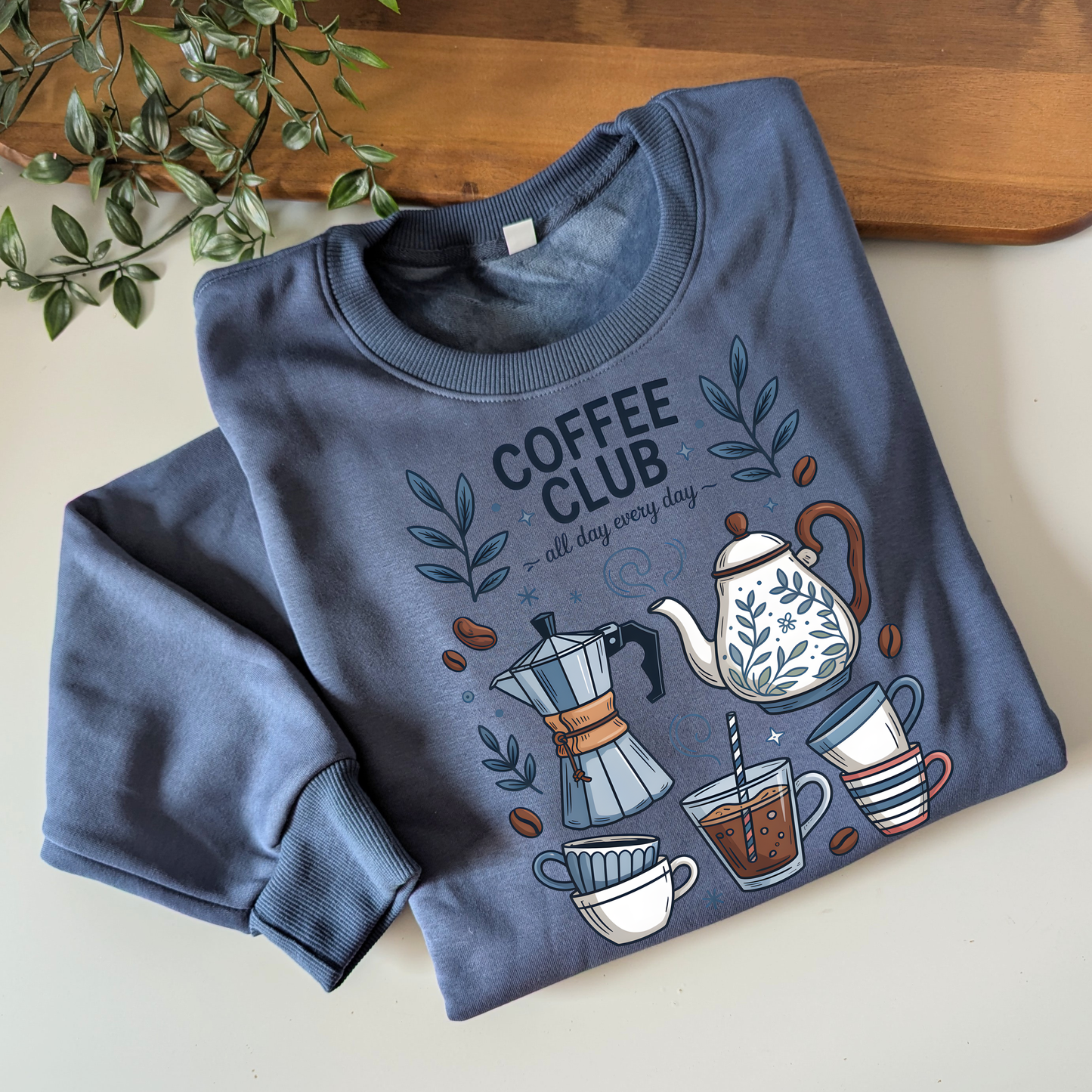 Coffee Club crewneck fleece lined jumper