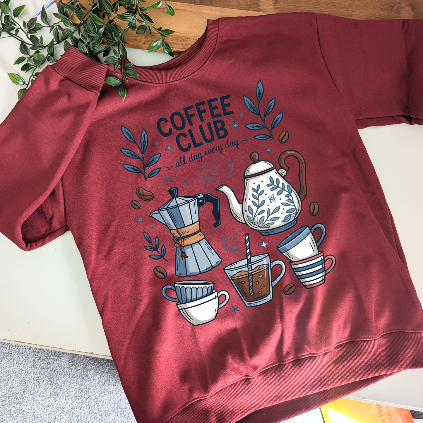 Coffee Club crewneck fleece lined jumper